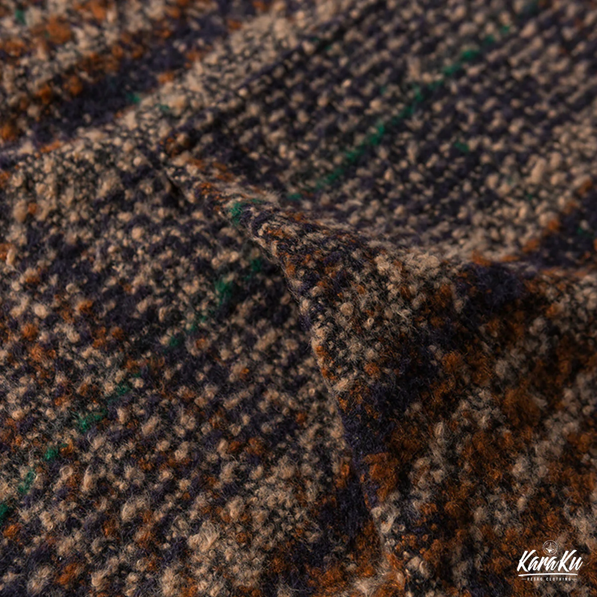 刺繡入り　ウール混ツイードチェック柄フーディー - Image 9