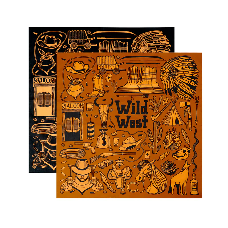 「Wild West」クリップ付きレトロウエスタンバンダナ