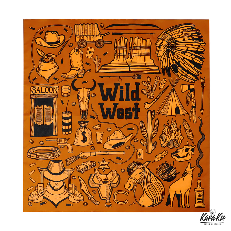 「Wild West」クリップ付きレトロウエスタンバンダナ - Image 6