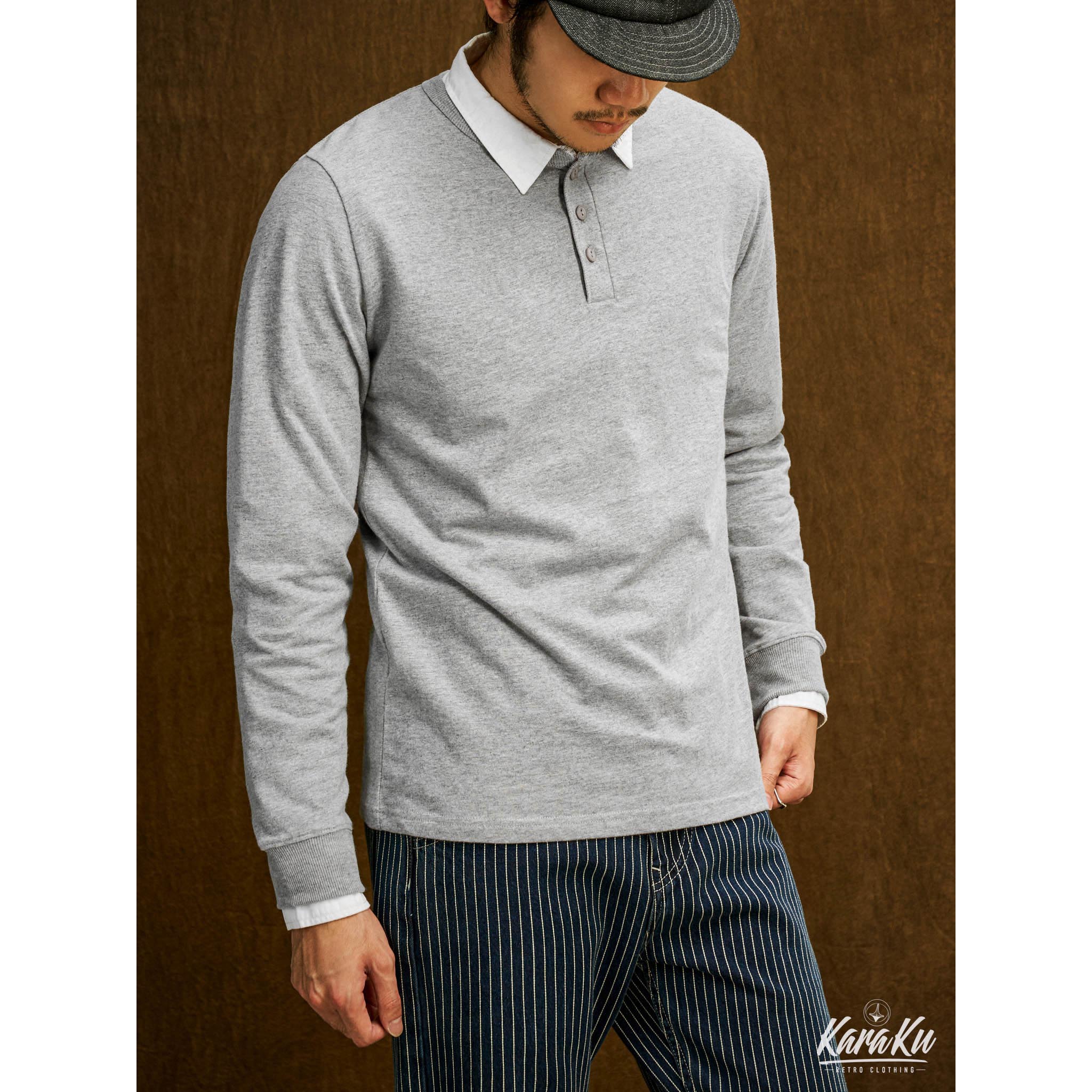 五色展開　ロングスリーブコットンヘンリーTシャツ - Image 10