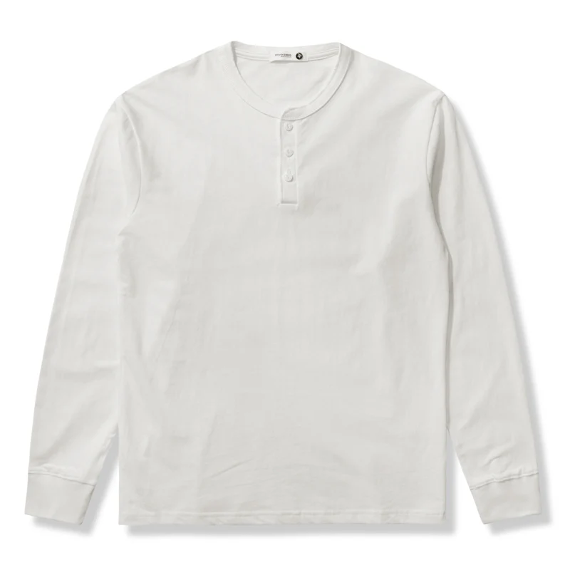 五色展開　ロングスリーブコットンヘンリーTシャツ - Image 3