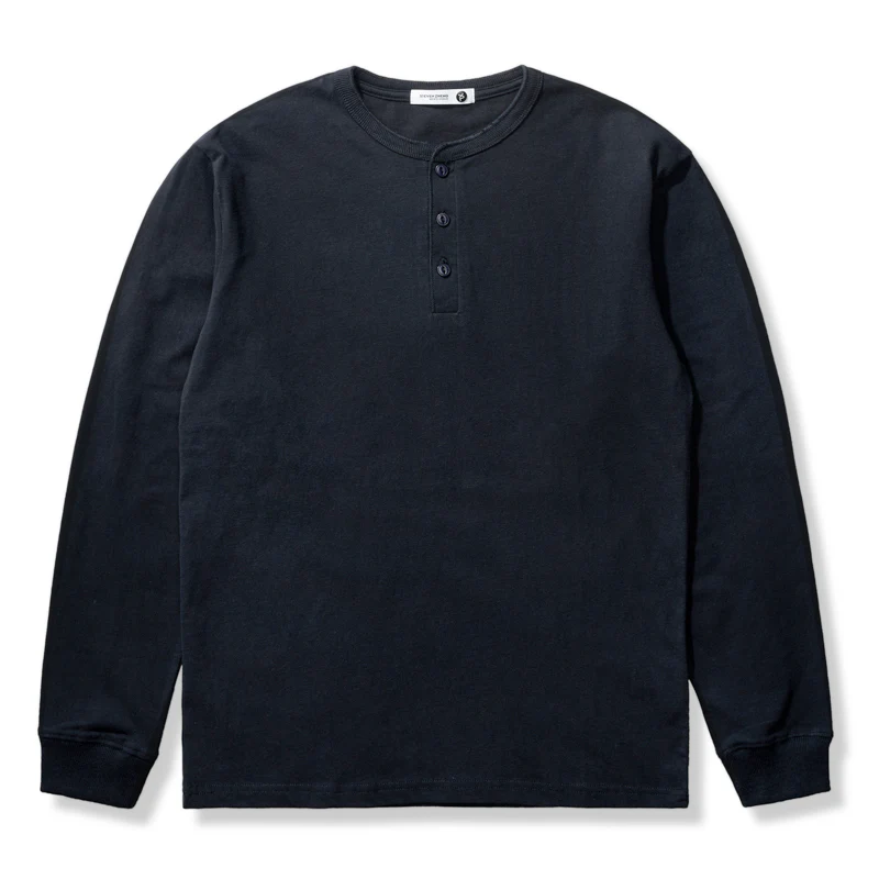 五色展開　ロングスリーブコットンヘンリーTシャツ - Image 4