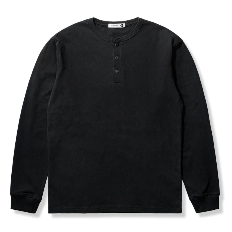五色展開　ロングスリーブコットンヘンリーTシャツ - Image 5