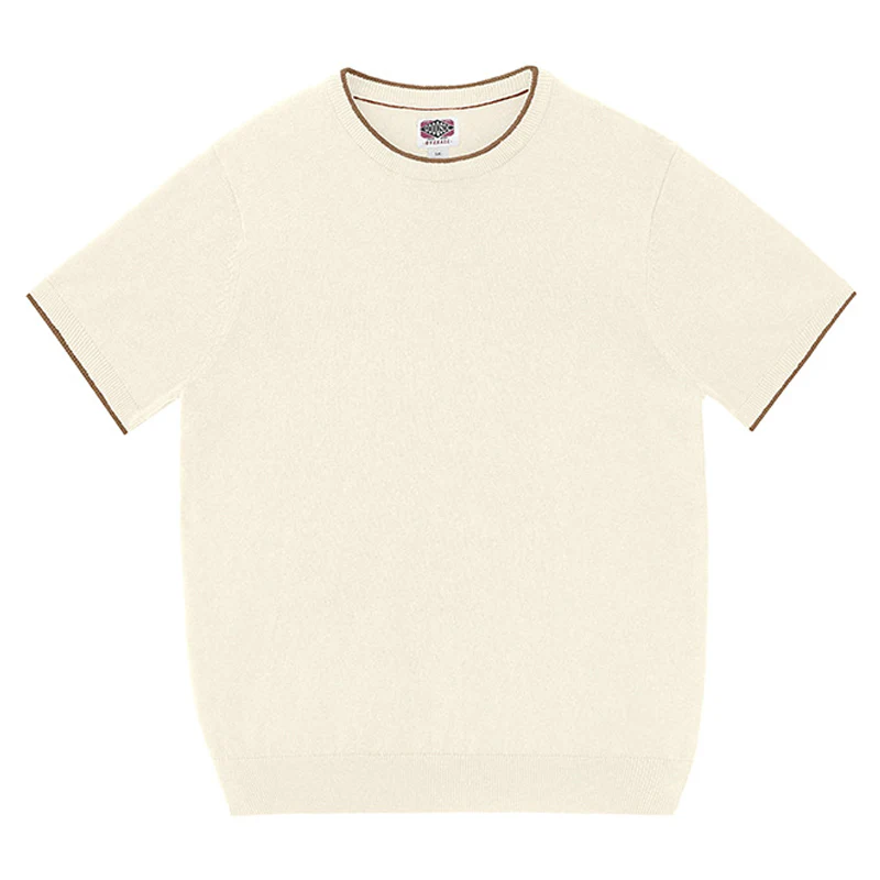 Old Money Style　カシミヤ混ティップラインニットTシャツ