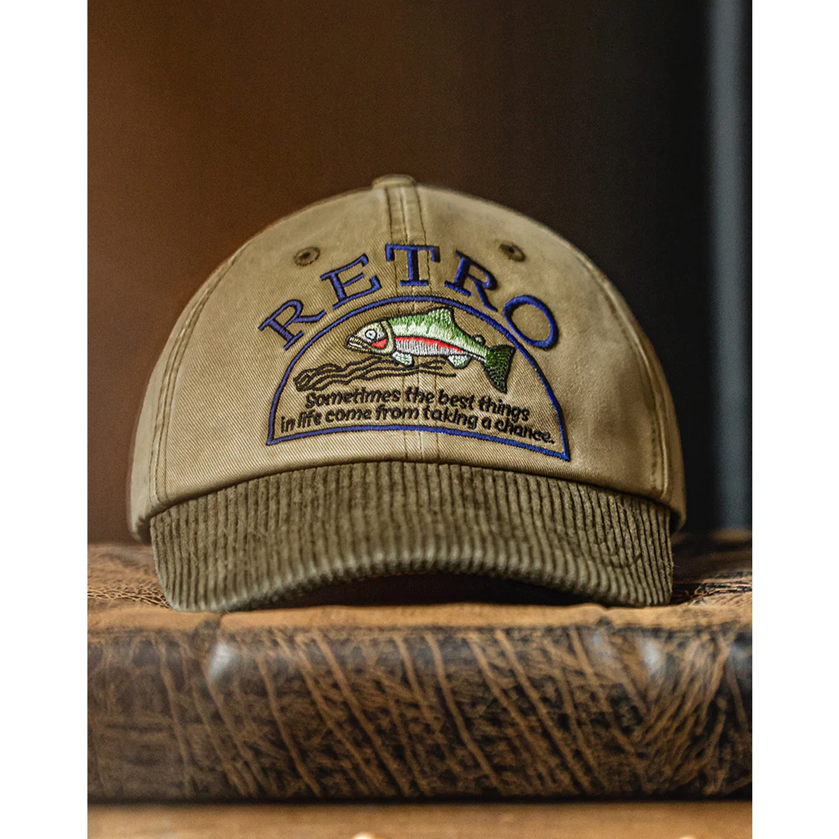 「RETRO」カラフル魚刺繍　コーデュロイコンビキャップ - Image 2