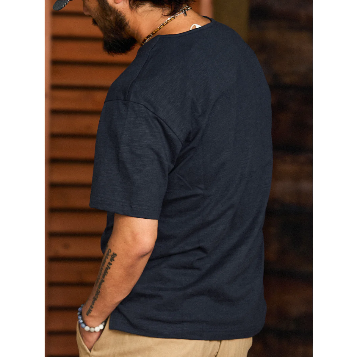 4ボタンヘンリーネックスラブコットンTee　4色展開 - Image 8