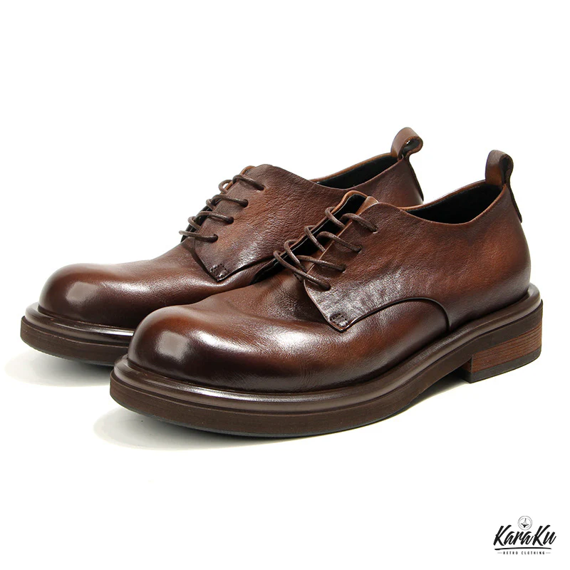 Business&Casual カラーラビング加工本革ダービーシューズ - Image 4