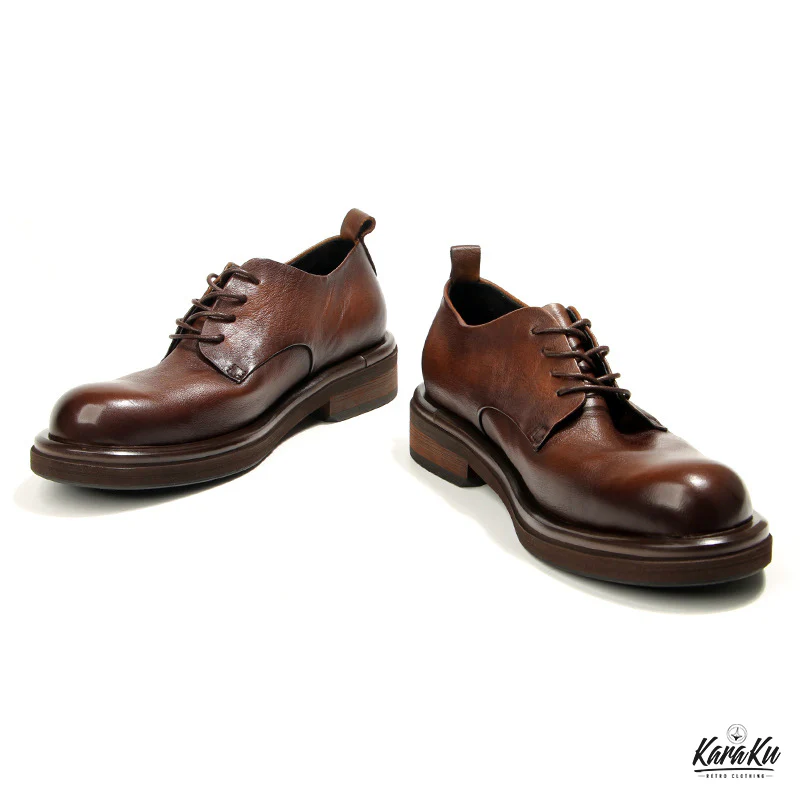 Business&Casual カラーラビング加工本革ダービーシューズ - Image 6