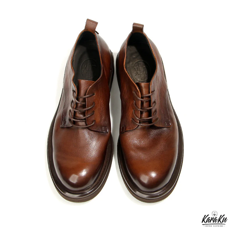 Business&Casual カラーラビング加工本革ダービーシューズ - Image 8