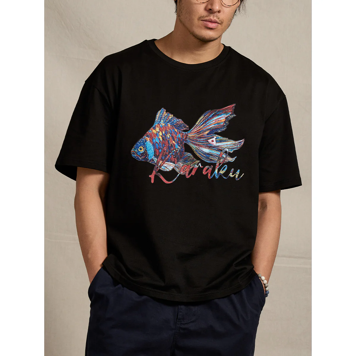 KARAKUｘ彩蘭弥「那須与一Nasuno-Yoichi」プリント＆刺繡入りコットンTee - Image 8