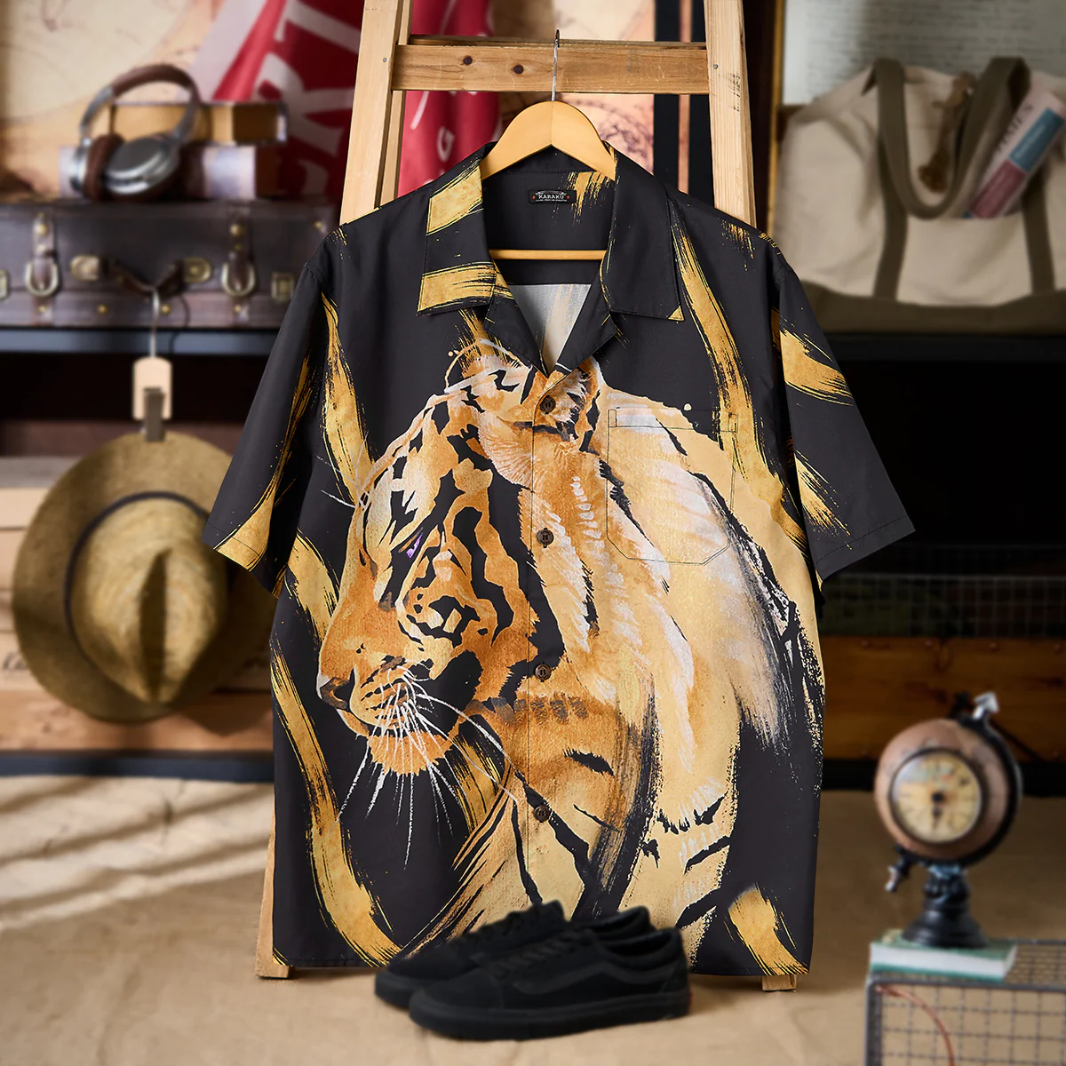 KARAKU×田中ラオウ「Topaz」虎プリント入りキューバカラーシャツ - Image 3