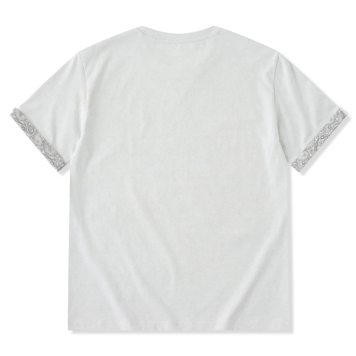 Vガゼット入り 無地×ペイズリー柄ボンディング生地半袖Tシャツ - Image 2