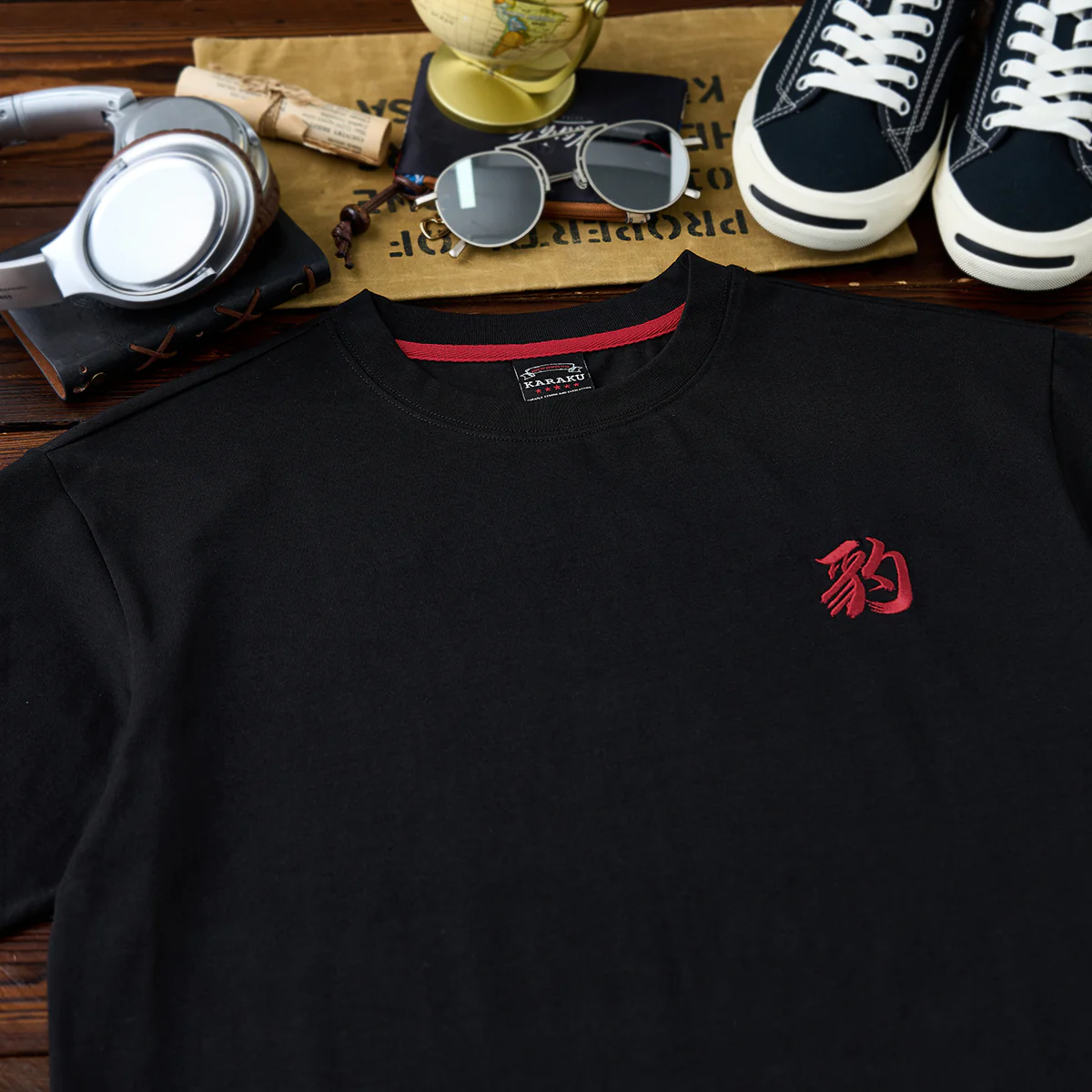 【予約】ヒョウプリント&「豹」・KaraKu刺繡入りコットンTee - Image 6