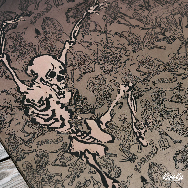 河鍋暁斎「生を謳歌している骸骨」浮世絵風アロハシャツ - Image 9