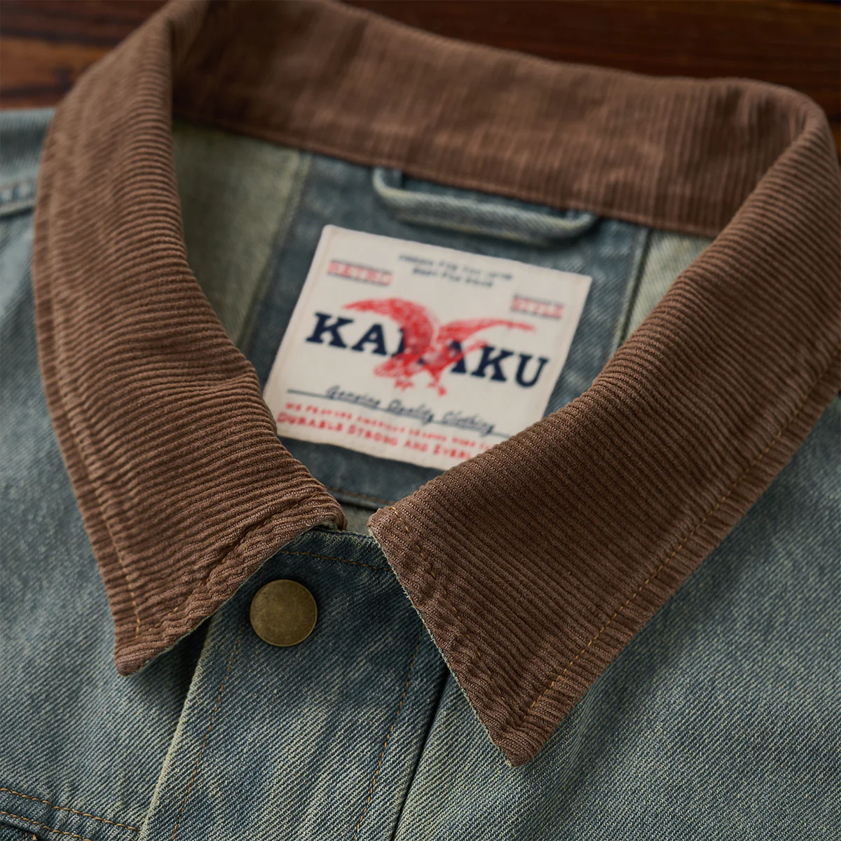 4-Pockets コーデュロイ切り替えデニムワークジャケット - Image 10