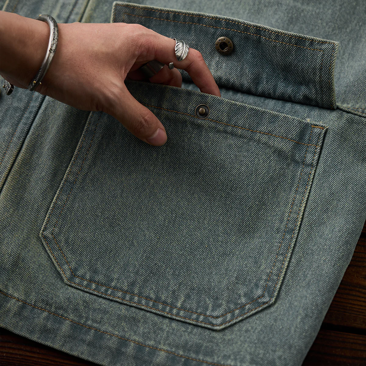 4-Pockets コーデュロイ切り替えデニムワークジャケット - Image 16
