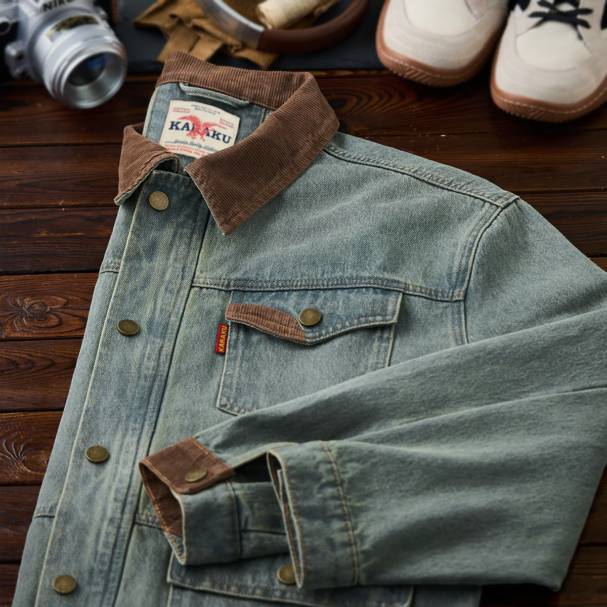 4-Pockets コーデュロイ切り替えデニムワークジャケット - Image 5