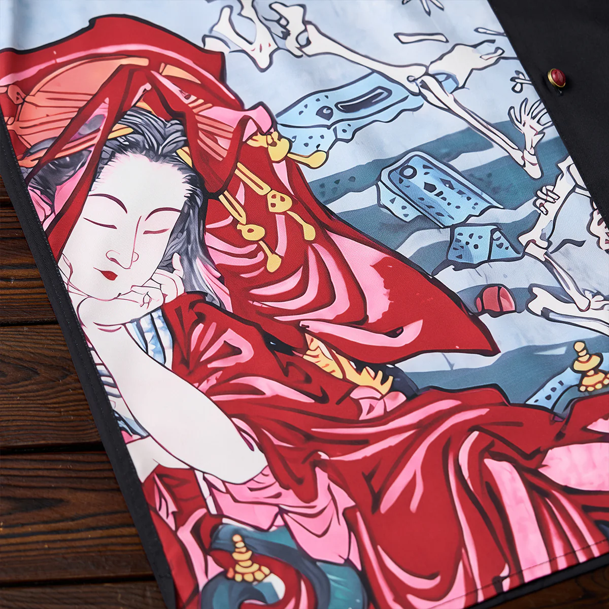 【予約】河鍋暁斎「地獄太夫図」浮世絵プリントアロハシャツ - Image 11